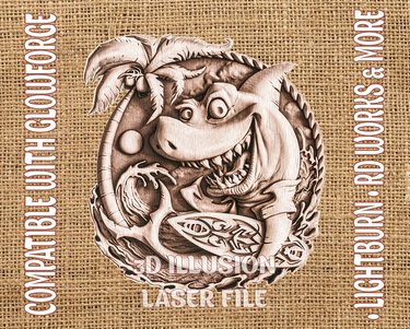 FUNNY SHARK 3d illusion laser-ready file 3DWave.us